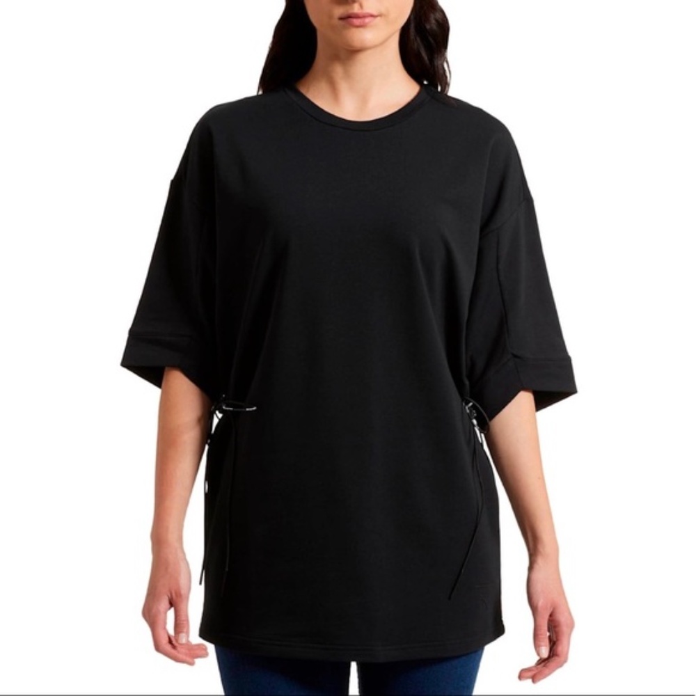 Puma Black Short Sleeve Drawstring Tee